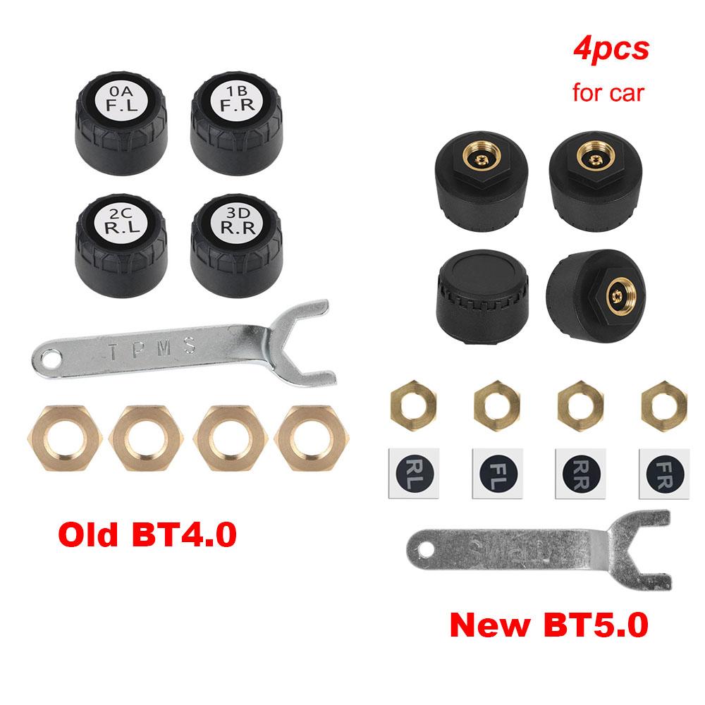 2/4 шт. Датчики TPMS Bluetooth 4.0/5.0 Отображение в приложении Автомобильная система мониторинга давления в шинах TPMS Мотоциклетные TPMS Тестер шин Сигнальный набор