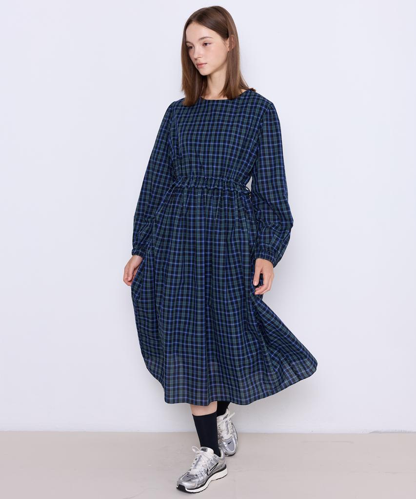 Manavis Seven Tide Check String Dress [Green]