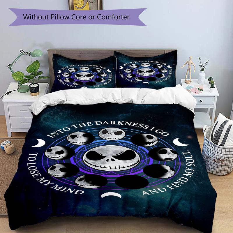 3Pcs Jack Skellington'S Journey Bedding Set Quilt Cover Pillowcase Home Christmas Xmas Halloween Gift 1 Duvet Cover 2 Pillowcase M924525