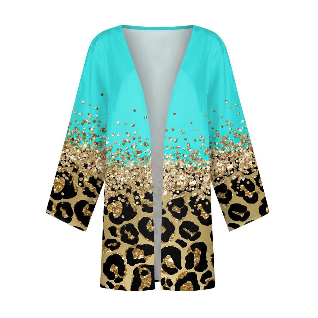 Women's Casual Fashion Caot Retro Printed Lightweight Medium Length Jacket Cardigan
