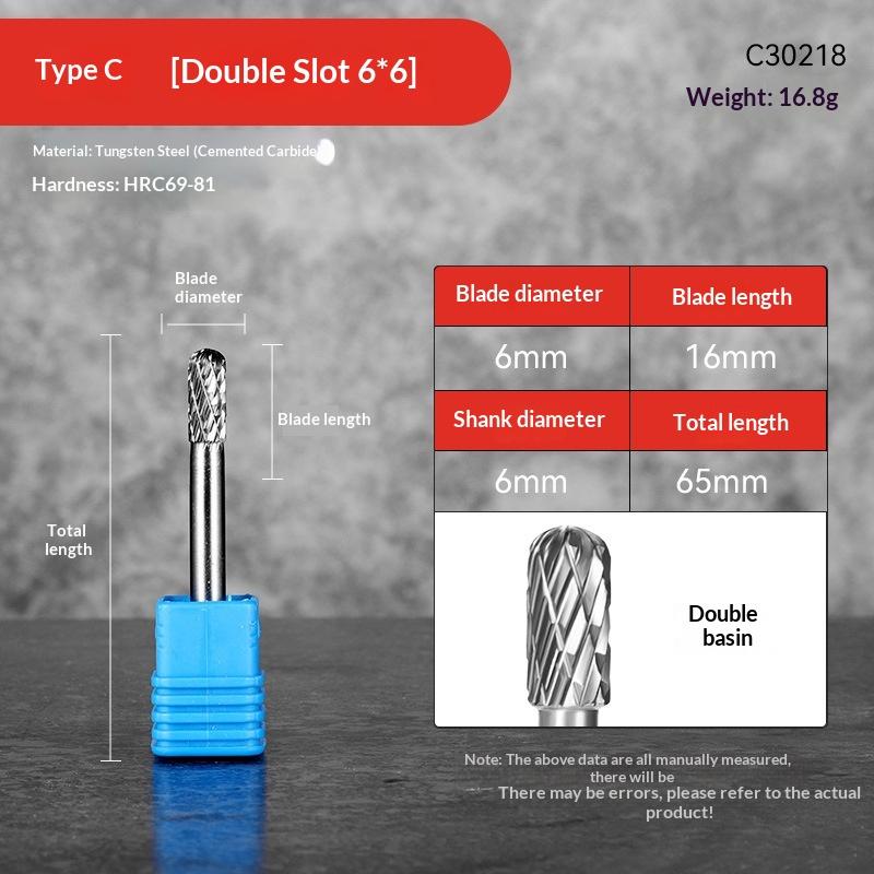 Твердосплавная ротационная борфреза Форма C Шарообразный цилиндр 6 мм 1/4 хвостовик Инструменты для резьбы по форме Одинарная нарезка Фреза