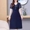 Fashion Summer Chiffon Dresses Plus Size Elegant Slim Short Sleeve Long Dresses Female Vintage Summer Clothes