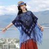 Four Season Imitation Tie Dye Printed Ethnic Style Scarf, Women'S Retro Famous Ethnic Style Blue And White Porcelain Sunscreen Cloak, Large Shawl