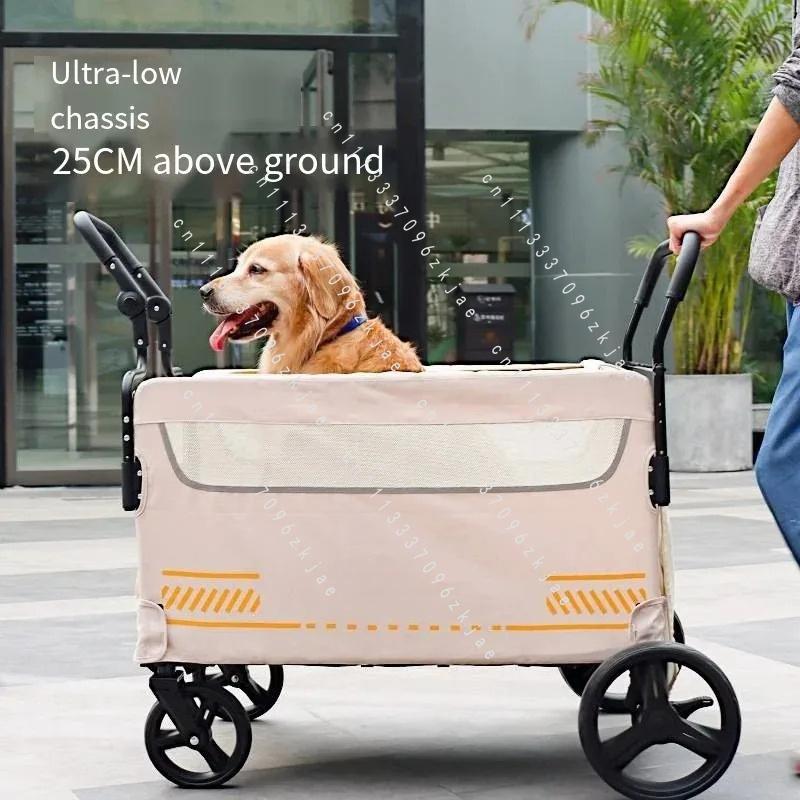 Double Door Isolation Upgraded Pet Stroller Large Dog for Outdoor Travel Portable Foldable Elderly Disabled Dog Outdoor Stroller