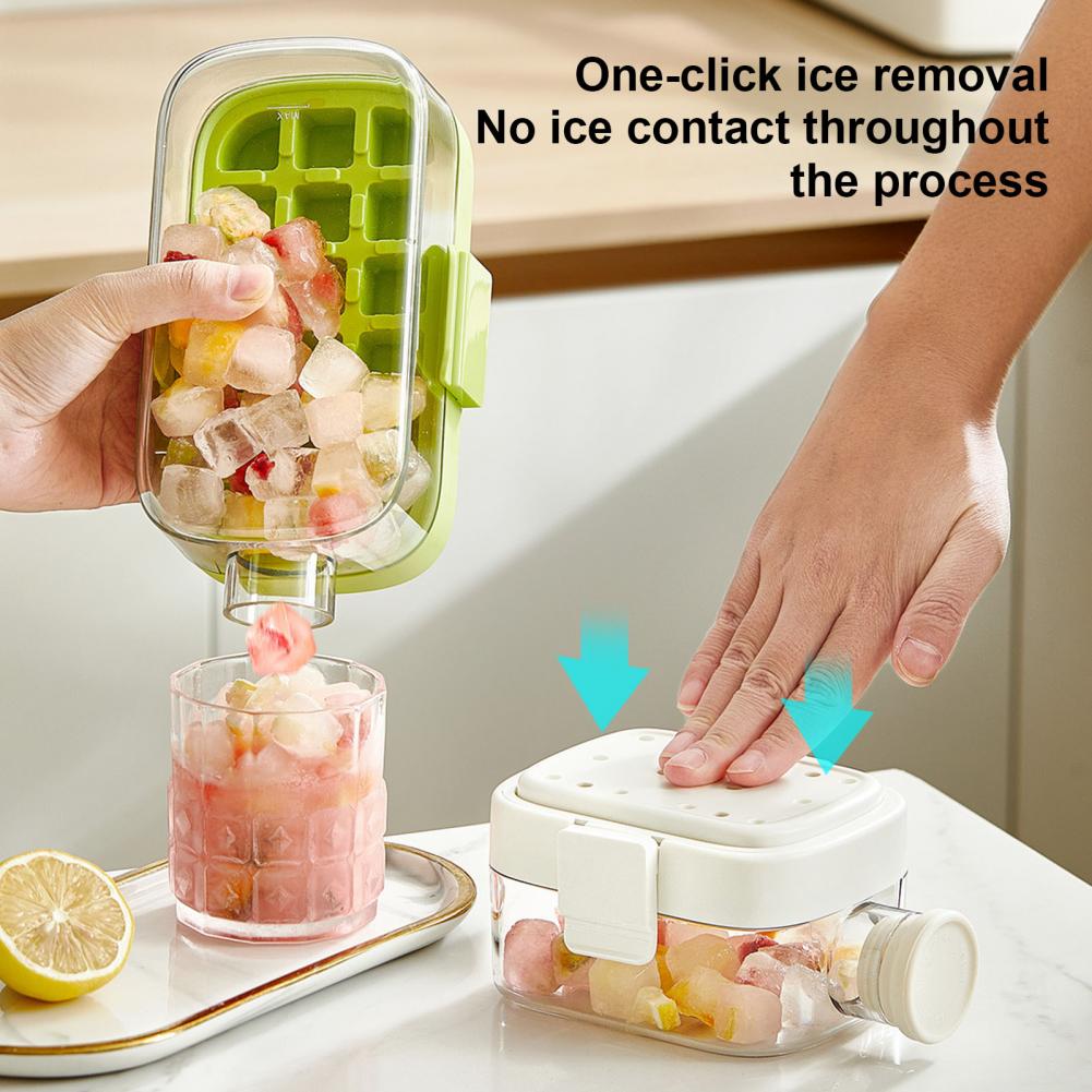 Leakproof Ice Tray 2-in-1 Ice Cube Mold Storage Cup Leakproof Silicone Ice Kettle with Pressing Mold Reusable Portable Water