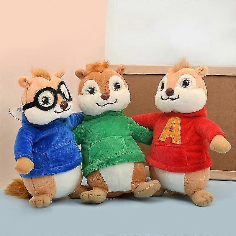 3-Piece Set of Adorable Fluffy Chipmunk Plush Toys, Kawaii Stuffed Animals for Kids, Perfect Christmas Gift