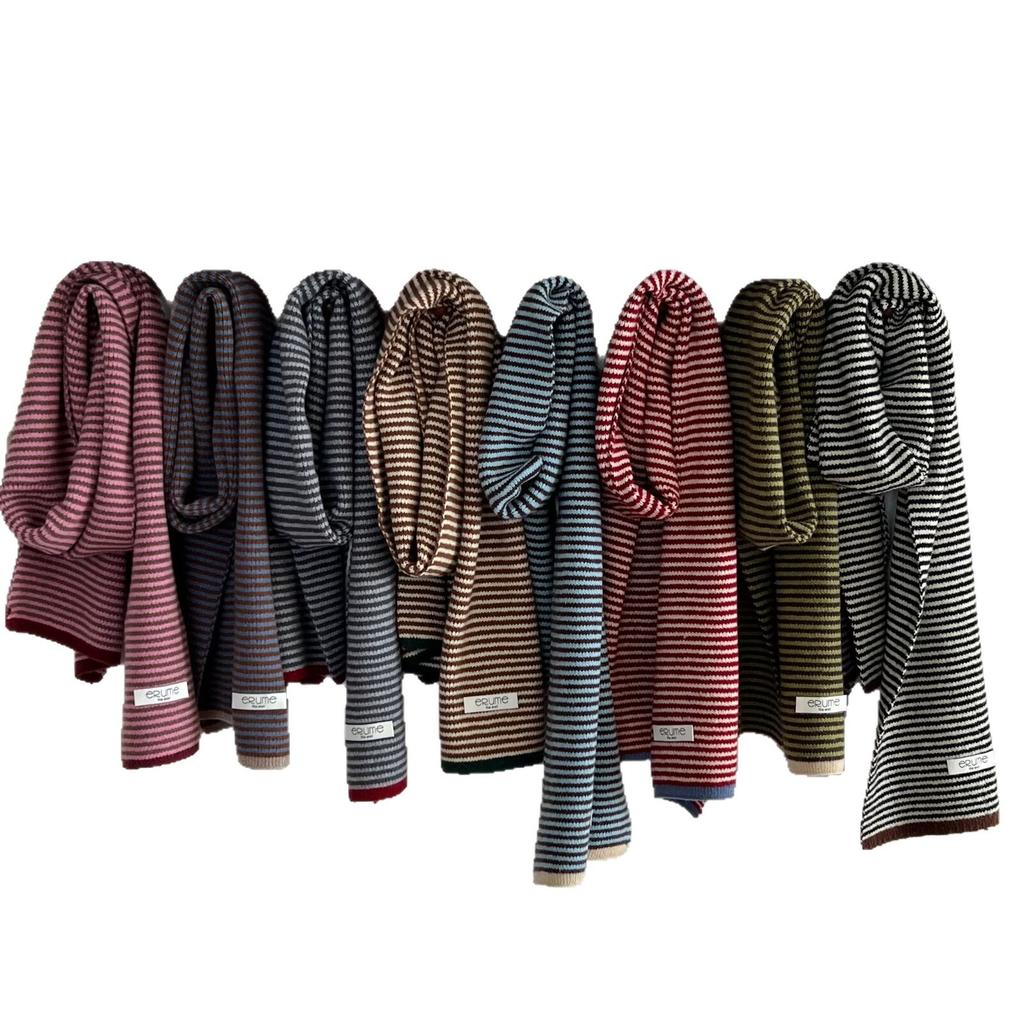 Korean blogger winter atmosphere striped knitted scarf women winter soft waxy comfortable warm neck scarf