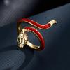 Новогоднее кольцо на палец с изображением животного серии Lucky Red Rope, оригинальный дизайн, регулируемое золотое кольцо с открытым ртом змеи, новое поступление