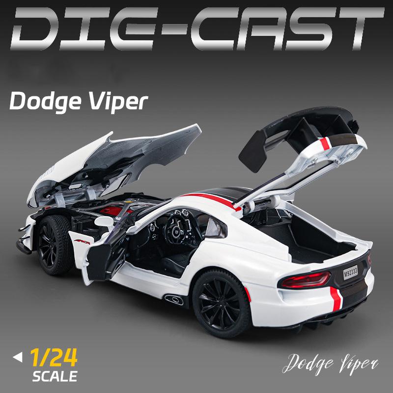 1/24 Dodge Viper ACR SRT Модель спортивного автомобиля из сплава Литой металл Гоночные автомобили для трека Модель автомобиля Звук и свет Детская игрушка Подарок
