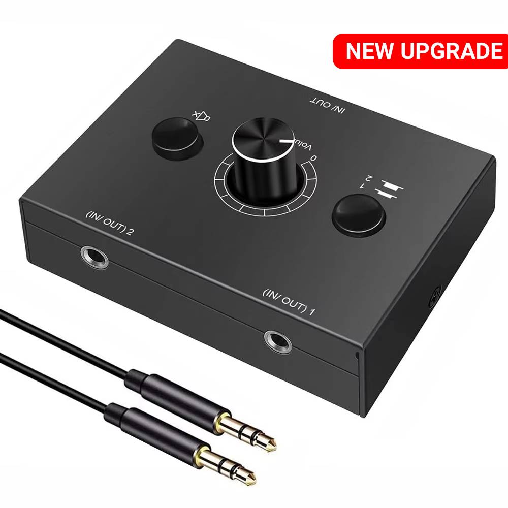 4 Way/2 Way 3.5mm Stereo Audio Switcher Bi-Directional Audio Switch Splitter Box 2x1/1x2 4x1/1x4 Switcher with Mute ButtonGood product
