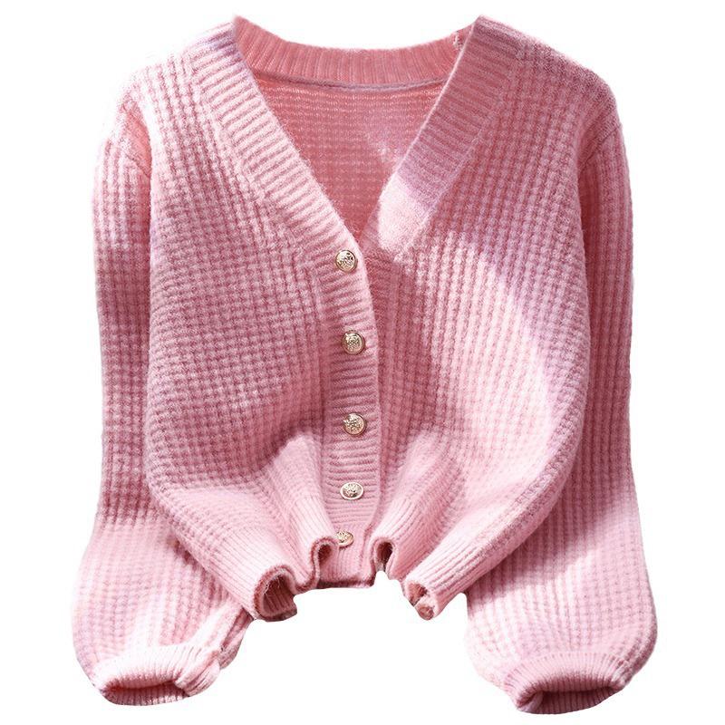 Women's Fresh Knit Cardigan, Short Style Outerwear, 2023 Spring Loose Sweater Jacket, Single-Breasted Top