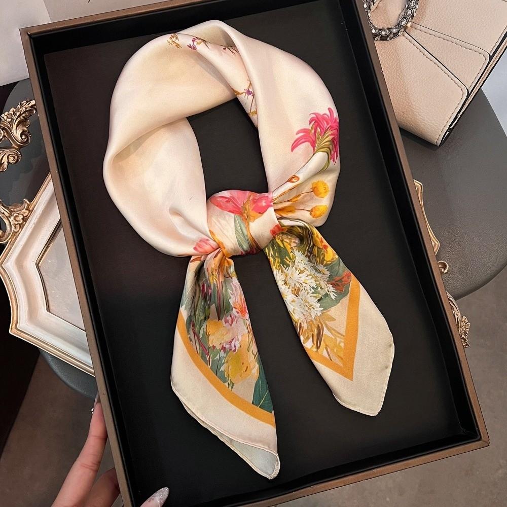 Soft Head Scarf Silk Hijab Foulard Luxury Square Scarf Women Female