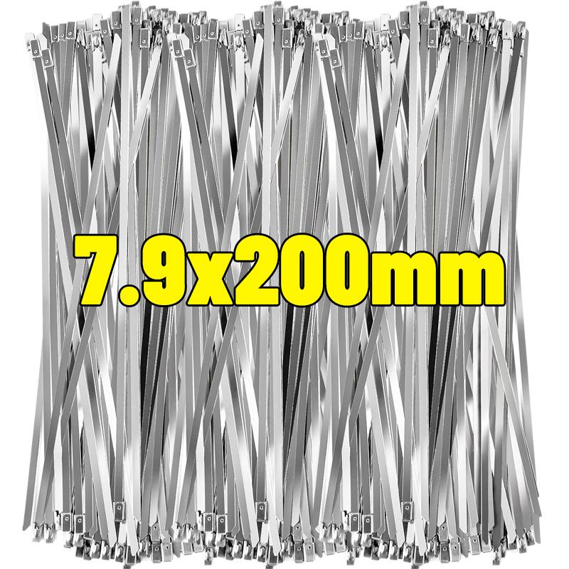 Stainless Steel Cable Ties Heavy Duty Self Locking Metal Zip Ties Fastening Rings Straps Binding Tie for Exhaust Machinery Fence