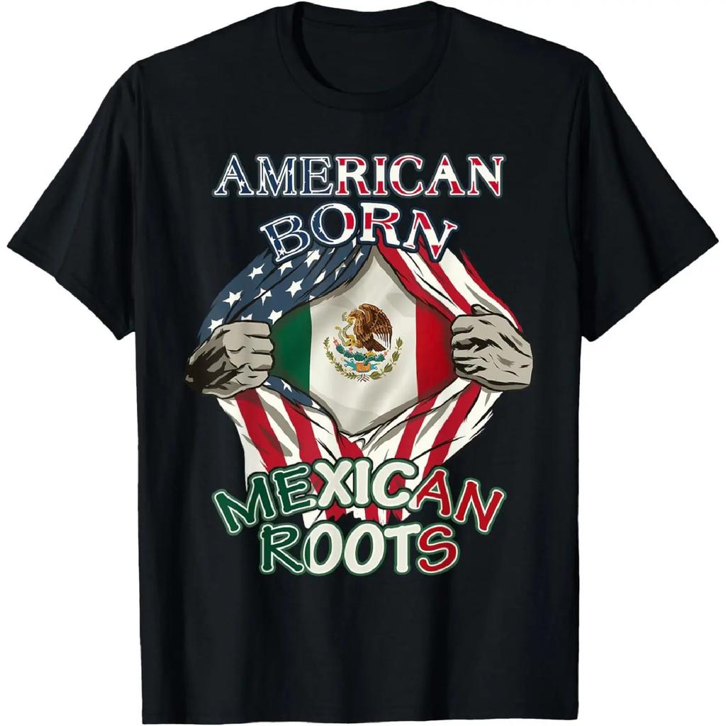 American Born Mexican Roots Flag Tee Proud USA Love Mexico unisex T-Shirt