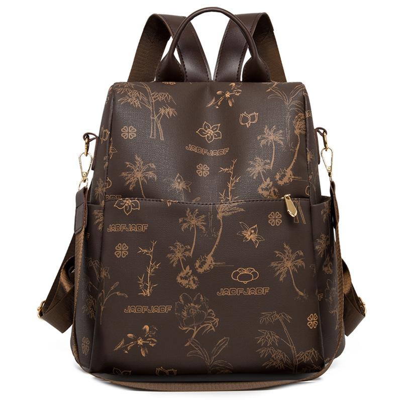 Рюкзак с принтом, женская сумка большой вместимости с защитой от краж, мягкий кожаный рюкзак для поездок на работу