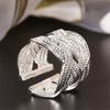 Ring Opening Ethnic Style Artificial Silver Plated Women Fashion Mesh Finger Ring