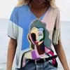 3D Digital Printed Short Sleeved Top for Women Fashionable  Casual Street Women V-neck T-shirt T-Shirts (women’s)