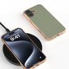 For iPhone 16 Case Electroplating Phone Cover Carbon Fiber Texture PU+TPU Protective Case - Green