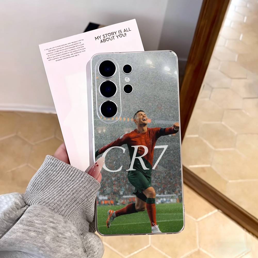 Футбольный чехол для телефона CR7-Роналду для Samsung S25, S24, S21, S22, S23, S30, Ultra, S20, Plus, Fe, Note, 10, 9, 5G Прозрачный чехол