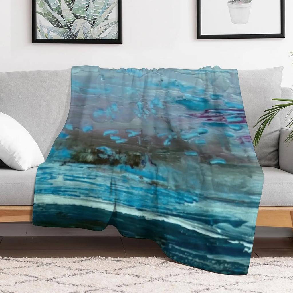 Turquoise seas Throw Blanket Cozy Microfiber Throw Blanket for Home Bedroom