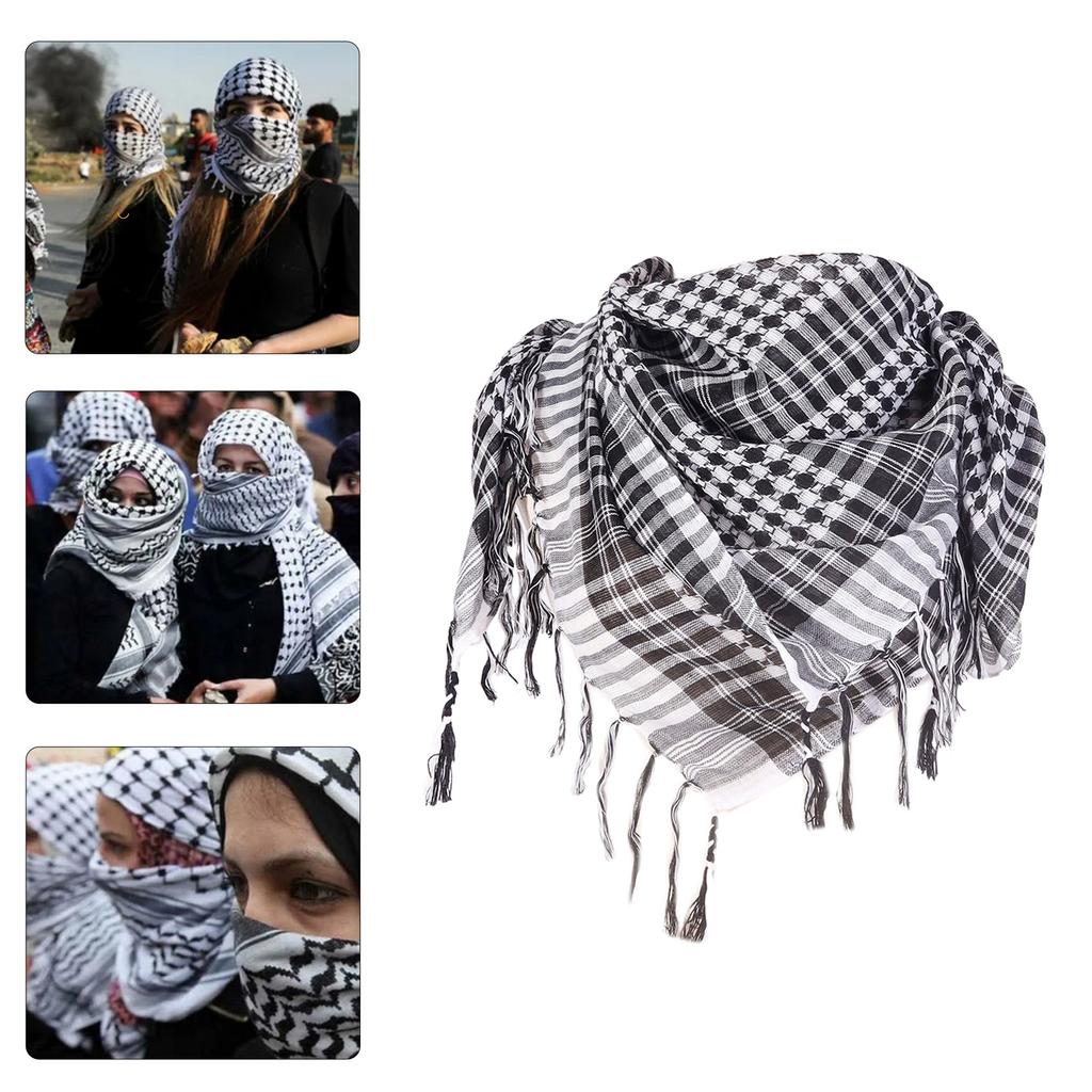 Muslims Arab Scarf Shemagh Head Scarf Ethnic Arabian DubaiSaudi Neckwrap Breathable Desert Headwrap Keffiyeh Hijab Scarf
