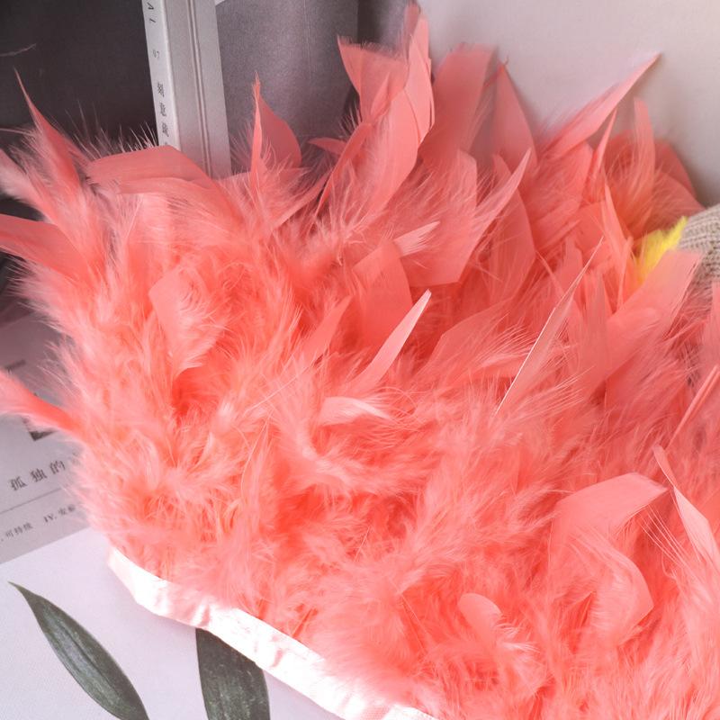 Long Turkey Fur Feather Cloth Strips Fire Edge Stage Performance Clothing Accessories Skirt Diy Decorative Materials