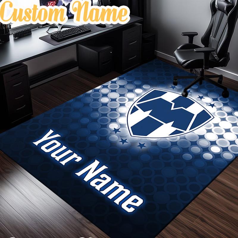 Custom Name Monterrey Emblem Design Rug, Office Rug, Chair Rug, Carpet for Living Rooms, Doormat Game Rug Home Decor Christmas Gifts