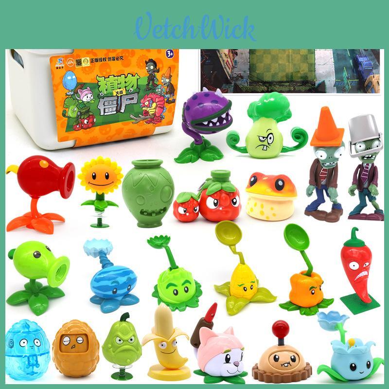 Plants Vs Zombies Plastic Toy Collection With Storage Box 22 Pieces For Childrens Gift