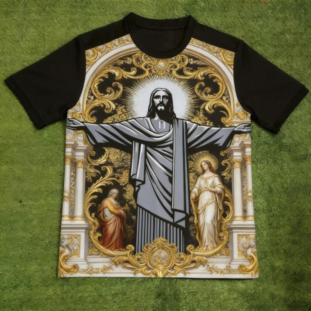 Модная футболка с принтом JESUS в европейском стиле Летняя детская Повседневная Верх для улицы Девочка и Мальчик Футболки с коротким рукавом Топ Пуловер