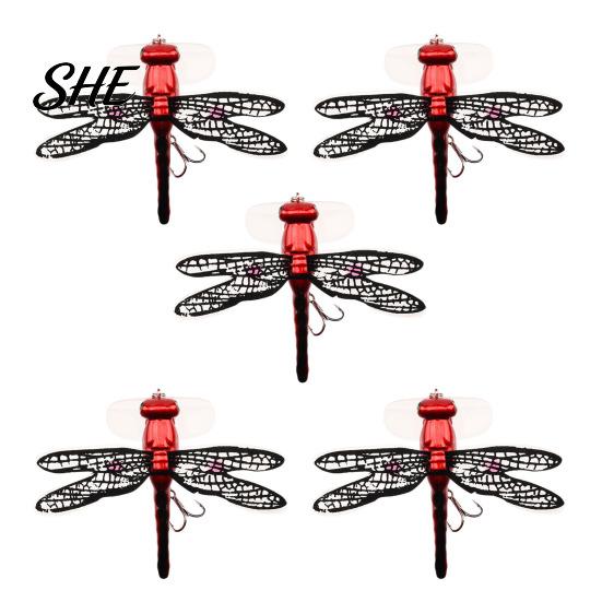 5 Piece Floating Lure Set 5Pcs 7.5cm/6.2g Bionic Dragonfly Fishing with Hooks, Topwater Insect Bait Bait, Realistic for Bass Trout Lures