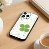 2026-Чехол для телефона с четырехлистником для iPhone 17 16 15 14 13 12 Max Plus Силиконовый черный чехол