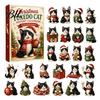 24 Day Christmas Countdown Cat Advent Calendar, with Cute Ornaments, Calendar 2D Acrylic Kitty Holiday Decorations, Gift for Kids, Party Favors Gifts