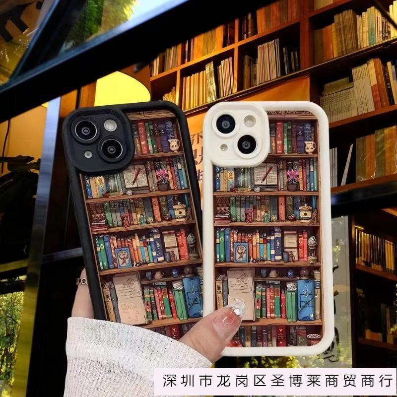 Ретро книжная полка чехол для мобильного телефона iPhone16 Apple 13/14 новый 15promax силиконовый 11 мягкий