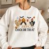Свитшот 'Chick or Treat' Жуткая Курица Хэллоуинский Свитер С Длинным Рукавом Женские Свитшоты Забавный Хэллоуинский Куриный Худи Топы