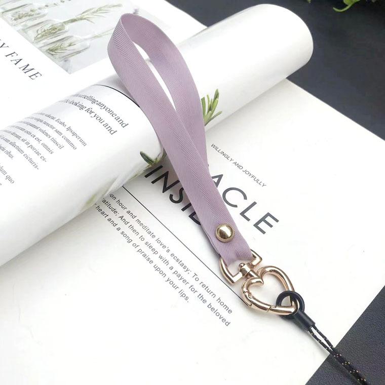 New Love Buckle Mobile Phone Lanyard Short Mobile Phone Chain Solid Color Silky Webbing Wrist Rope Non-slip Anti-fall Lanyard