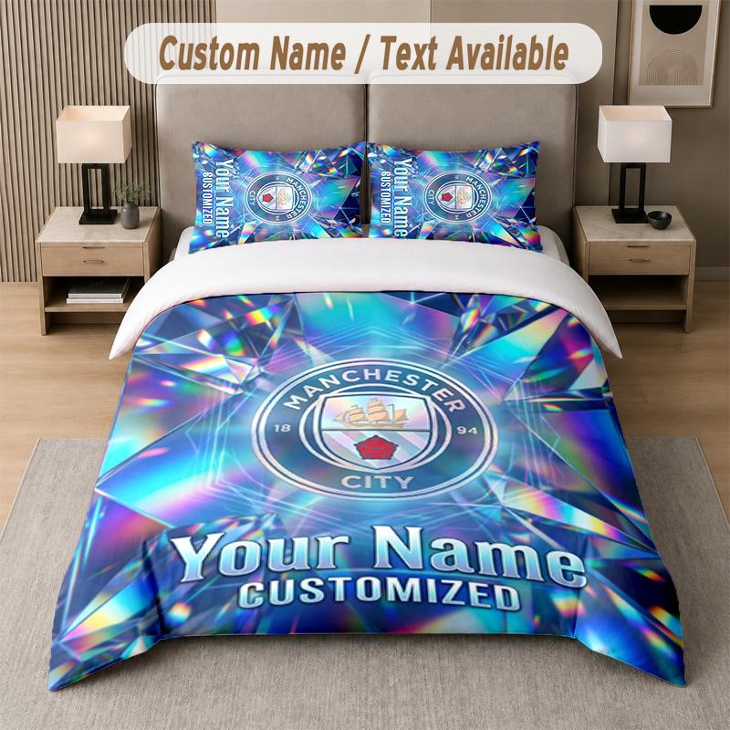 Manchester City Design Bedding Set Custom Text 1 Duvet Cover & 2 Pillow Cases