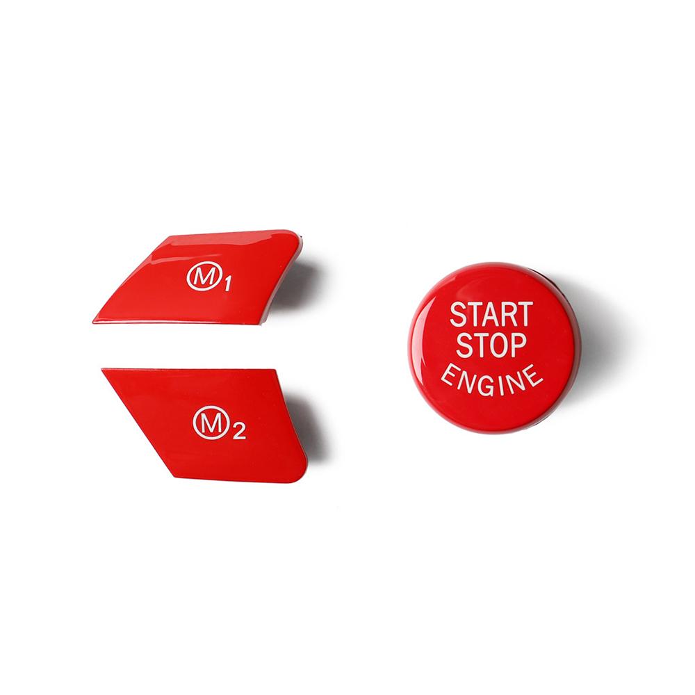 3Pcs For BMW M2 M3 M4 M5 M6 F80 F82 F83 F87 Glossy Red M1 M2 & Start Buttons Kit
