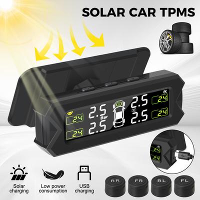 Автомобильный TPMS Датчик Давления в Шинах Предупреждение о Температуре Система Мониторинга Давления в Шинах Автосигнализация Питание от Солнца