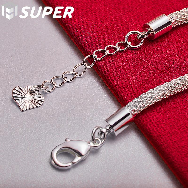 Ювелирные изделия из стерлингового серебра 925 пробы, сетчатый браслет-цепочка со змеиным сердцем