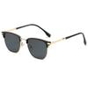 Handsome Half Frame Sunglasses Personalized Retro Rectangular Design Black Gray Eyeglass Lenses UV Resistant Sunglasses