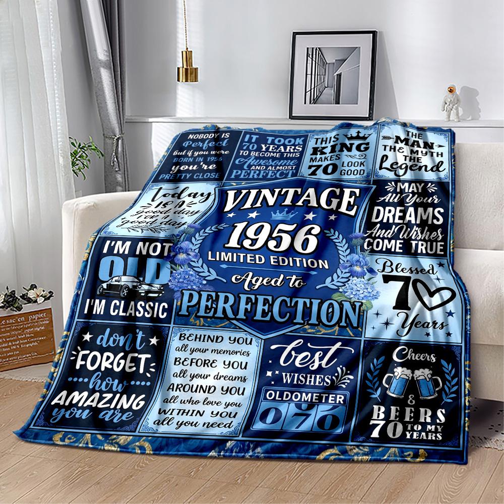 Vintage 1956 Celebration Flannel Blanket-Soft and Suitable for Sofas,Beds,Offices,Travel,All Seasons,Great Gift for Holidays and Birthdays.