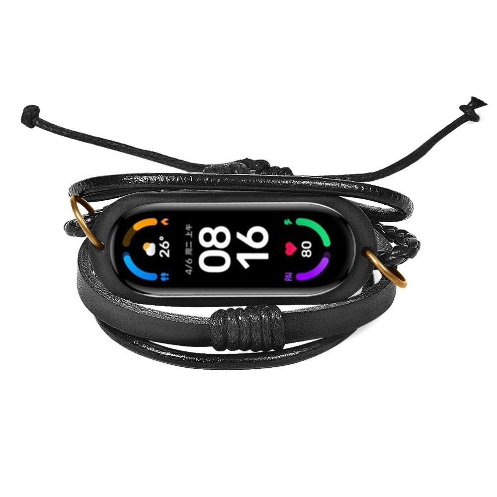 Для Xiaomi Mi Band 7/6/5 NFC Ремешок для часов Плетеный шнур Кожаный браслет