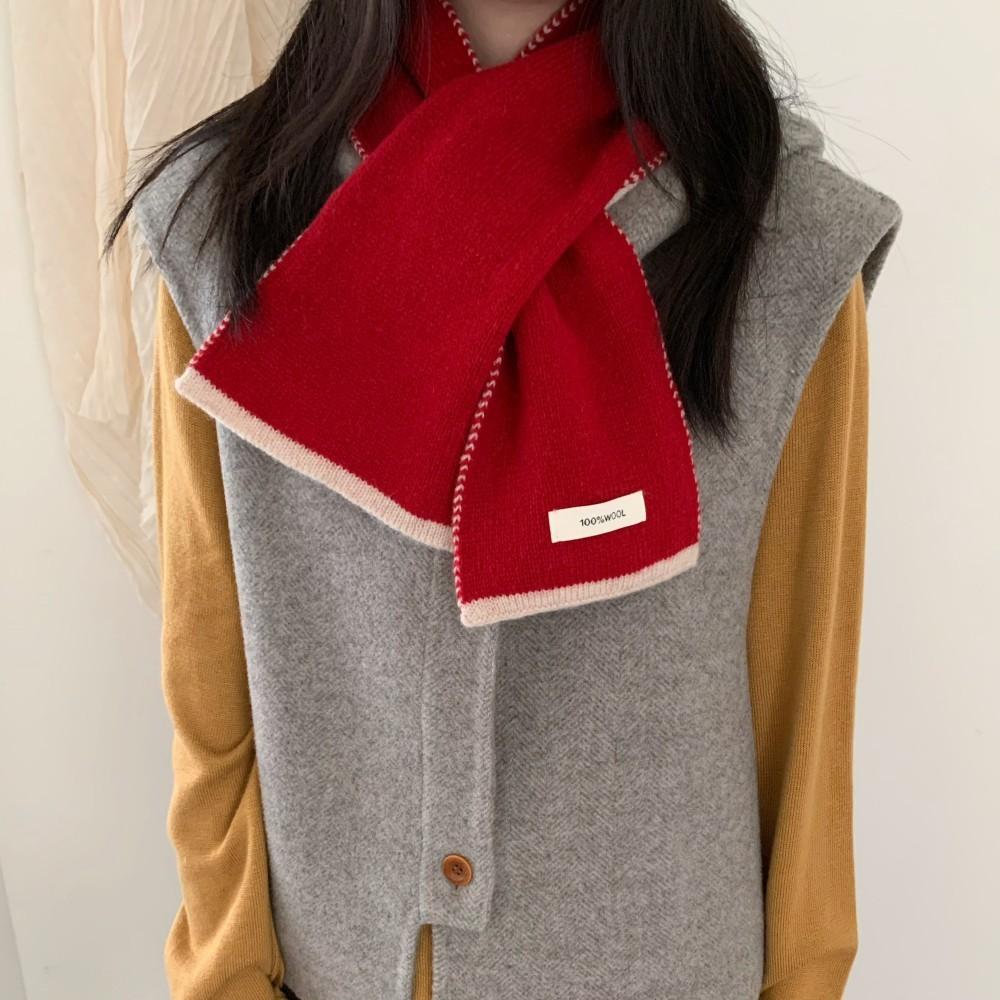 111% all-wool knitted cross scarf autumn and winter new warm versatile neck protection short small scarf manufacturer