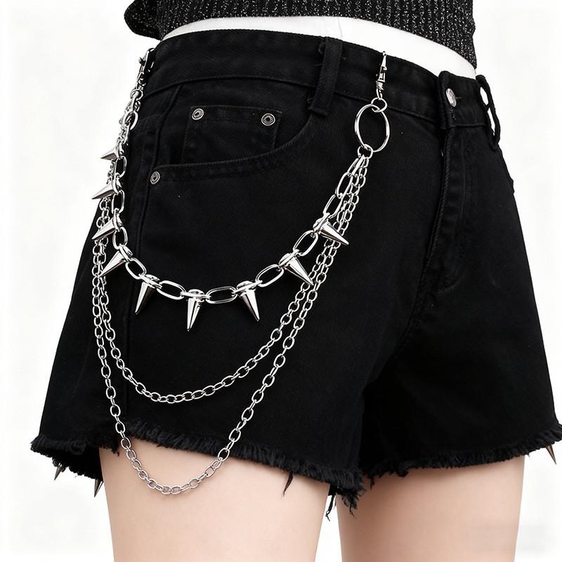Hip-hop Punk Metal Rivet Pants Chain for Women Men Trend Decoration Multi-layer Jeans Accessories