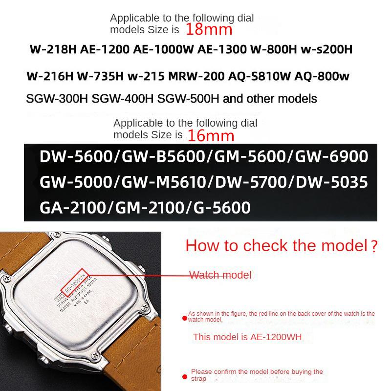 High Quality Vintage Leather Watch Strap for Casio DW5600 GM 5600 AE-1200 AE-1300 AE-1500 SGW-300/400 w218h Watchband 16mm 18mm