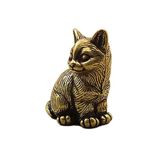 Ретро фигурки кошек, маленькая медная статуя кошки, украшение, модель животного, фигурка, игрушка для домашнего декора комнаты, стола