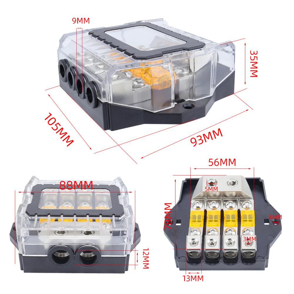 1 x 4-контактный держатель предохранителей 32 В 80 А Hi-Fi Автомобильный распределительный блок предохранителей