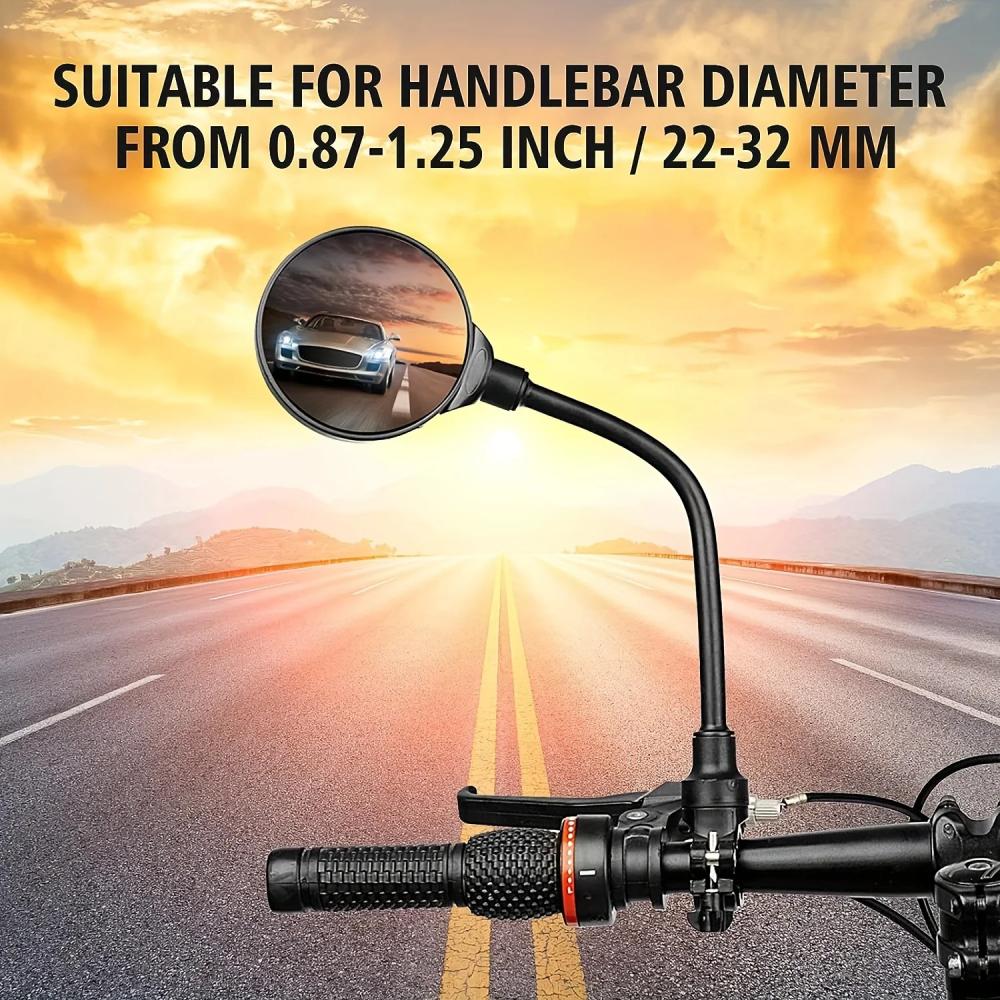 DOMEN Bicycle Rearview Handlebar Mirrors 360 Rotatable for Bike Motorcycle Bendable Hose Adjustable Wide Angle Rear View Mirror