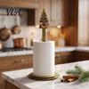 Santa Claus Napkin Holder Christmas Wooden Paper Towel Holder, 2D Roll Dispenser with Snowman Gift for Kitchen Patterns, Decorative Tissue Stand