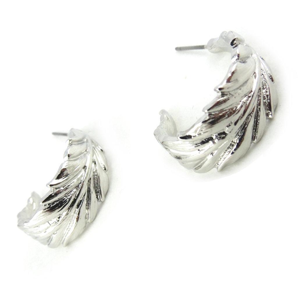 Les Trésors De Lily [N0761] - Серебряные серьги-кольца «Листья» Ø 25 мм.